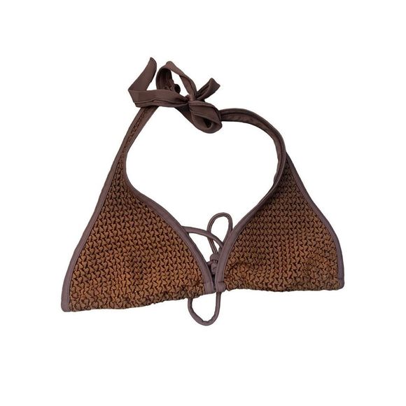 Victoria’s Secret Brown Crochet Bikini Top Knit Woven Y2K Size XS - Picture 1 of 4